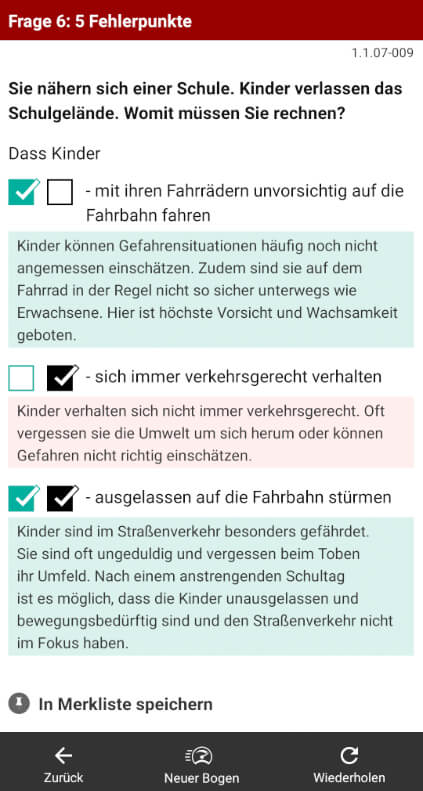 Die Führerschein-App mit vielen Features wie Erklärungen zu den Führerscheinfragen und Antworten